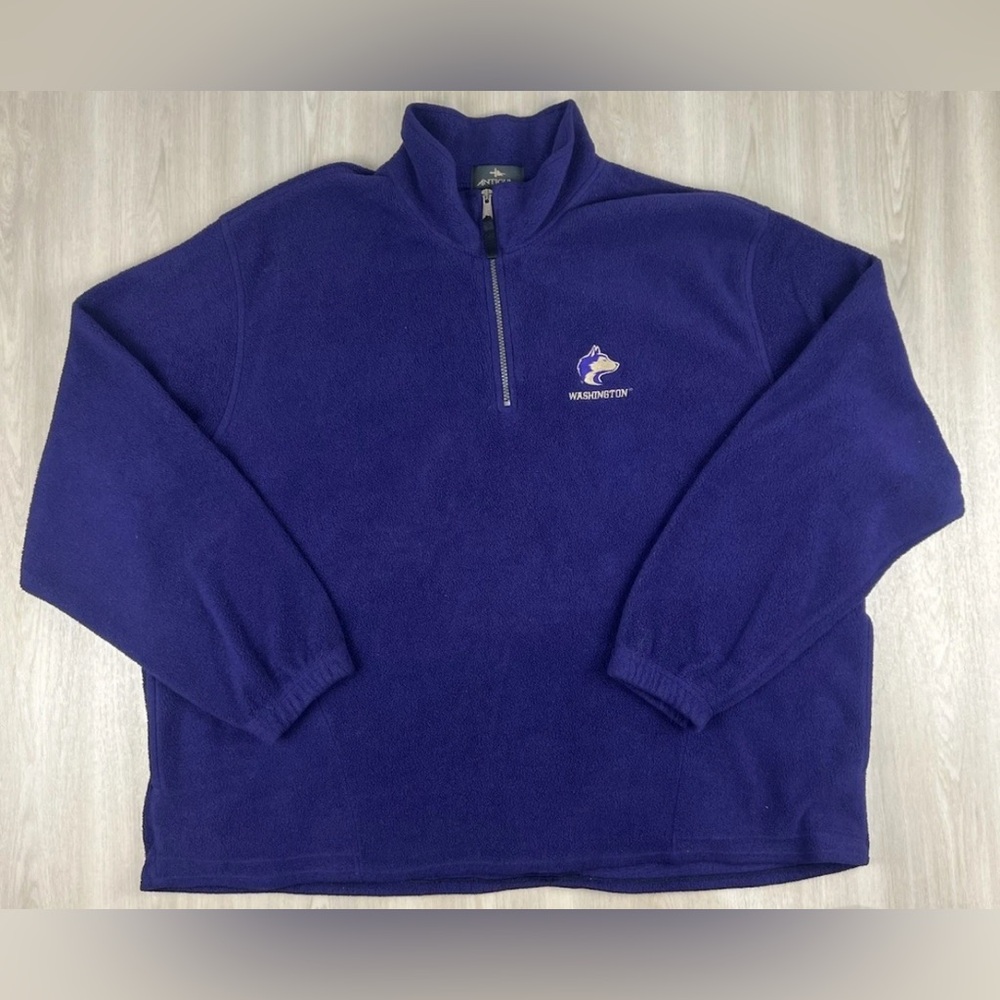 Washington Huskies Y2K Embroidered Purple Fleece 1/4 Zip Pullover Sweatshirt XL